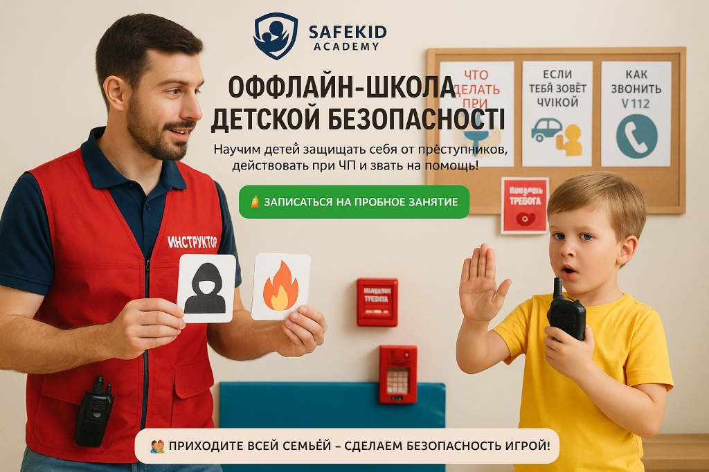 Тренер SafeKid Academy проводит занятие